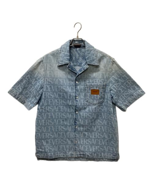 VERSACE（ヴェルサーチェ）VERSACE (ヴェルサーチェ) バロッコシー柄デニムシャツ スカイブルー サイズ:48の古着・服飾アイテム