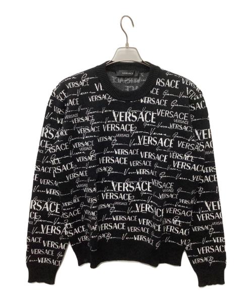 VERSACE（ヴェルサーチェ）VERSACE (ヴェルサーチェ) ジャガードロゴニット ブラック サイズ:52の古着・服飾アイテム