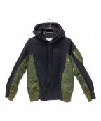 NIKE×sacaiナイキ×サカイ）の古着「プルオーバーパーカー」｜ブラック×グリーン