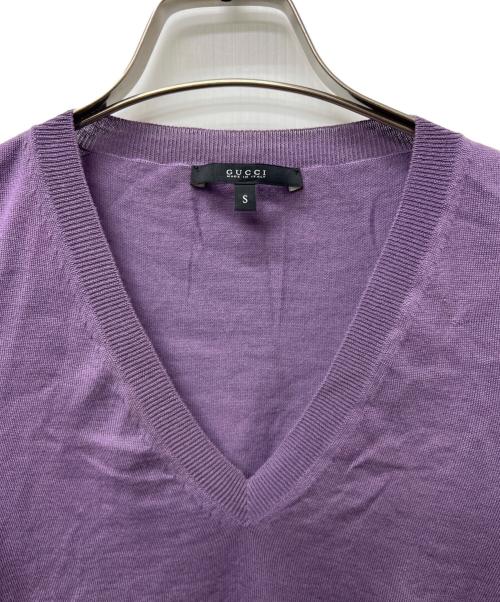 GUCCI（グッチ）GUCCI (グッチ) Vネックニット パープル サイズ:Sの古着・服飾アイテム