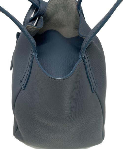 HIROFU（ヒロフ）HIROFU (ヒロフ) レザーハンドバッグ ブルーの古着・服飾アイテム