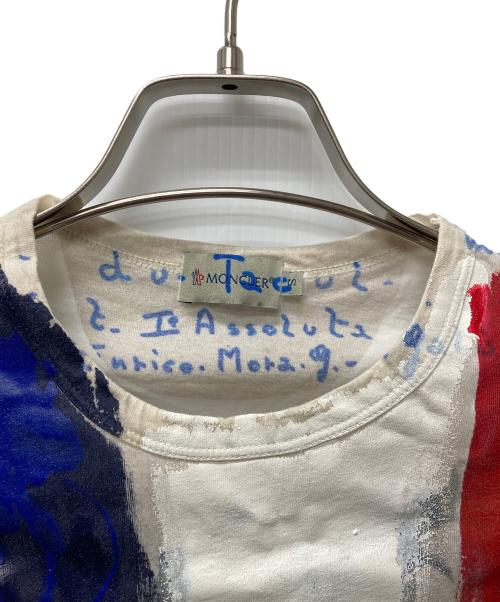 MONCLER（モンクレール）MONCLER (モンクレール) デザインカットソー ホワイト×レッド サイズ:Sの古着・服飾アイテム
