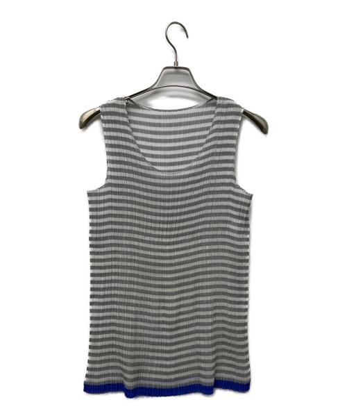 ISSEY MIYAKE（イッセイミヤケ）ISSEY MIYAKE (イッセイミヤケ) ノースリーブブラウス グレー×ブルー サイズ:Mの古着・服飾アイテム