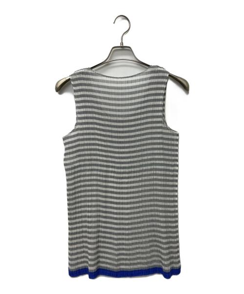 ISSEY MIYAKE（イッセイミヤケ）ISSEY MIYAKE (イッセイミヤケ) ノースリーブブラウス グレー×ブルー サイズ:Mの古着・服飾アイテム