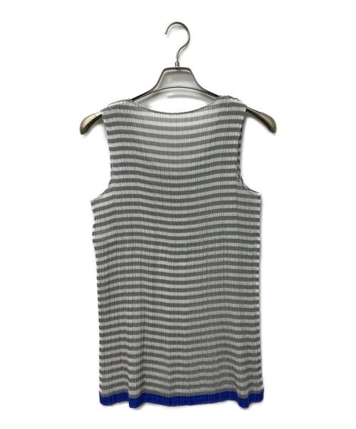 ISSEY MIYAKE（イッセイミヤケ）ISSEY MIYAKE (イッセイミヤケ) ノースリーブブラウス グレー×ブルー サイズ:Mの古着・服飾アイテム