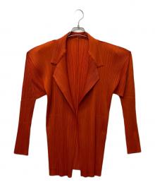 PLEATS PLEASE（プリーツプリーズ）の古着「プリーツカーディガン」｜オレンジ