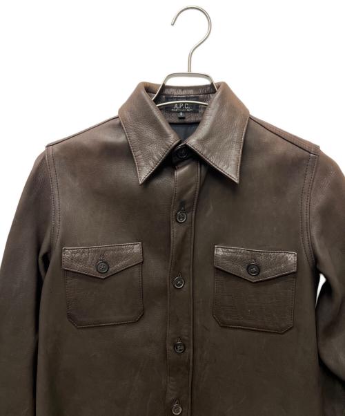 A.P.C.（アーペーセー）A.P.C. (アーペーセー) 90sレザーシャツ ブラウン サイズ:Ｓの古着・服飾アイテム