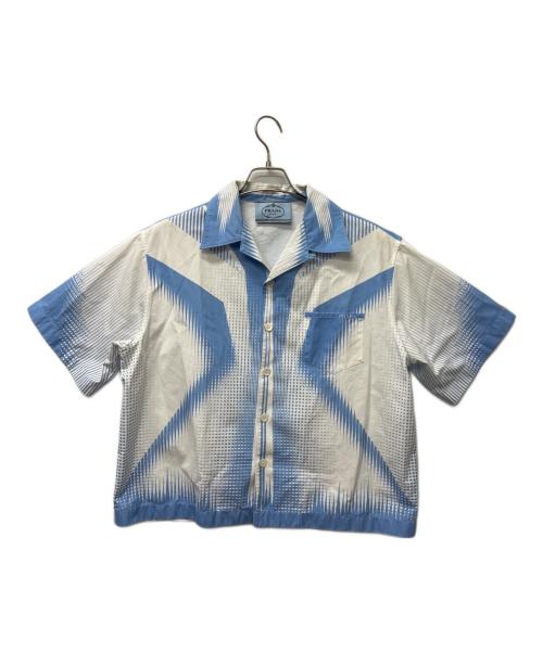 PRADA（プラダ）PRADA (プラダ) コットンシャツ ブルー×ホワイト サイズ:Lの古着・服飾アイテム