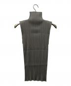 PLEATS PLEASEプリーツプリーズ）の古着「プリーツノースリーブカットソー」｜グレー