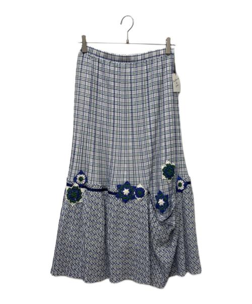 As know as de base（アズノゥアズ ドゥ バズ）As know as de base (アズノゥアズ ドゥ バズ) チェックにかぎ針ＳＫ ブルー サイズ:FREE 未使用品の古着・服飾アイテム