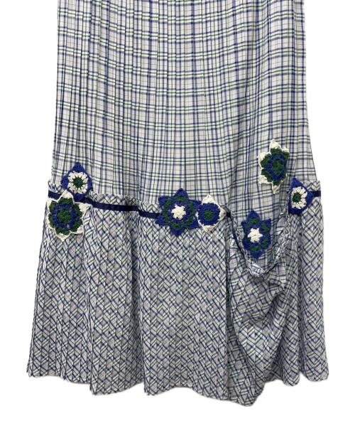 As know as de base（アズノゥアズ ドゥ バズ）As know as de base (アズノゥアズ ドゥ バズ) チェックにかぎ針ＳＫ ブルー サイズ:FREE 未使用品の古着・服飾アイテム