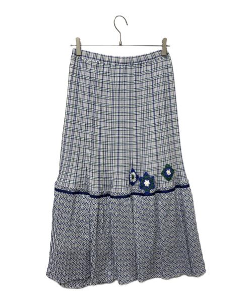 As know as de base（アズノゥアズ ドゥ バズ）As know as de base (アズノゥアズ ドゥ バズ) チェックにかぎ針ＳＫ ブルー サイズ:FREE 未使用品の古着・服飾アイテム