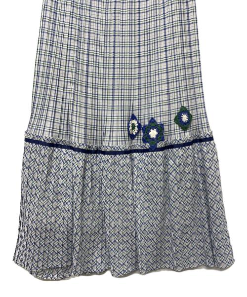 As know as de base（アズノゥアズ ドゥ バズ）As know as de base (アズノゥアズ ドゥ バズ) チェックにかぎ針ＳＫ ブルー サイズ:FREE 未使用品の古着・服飾アイテム