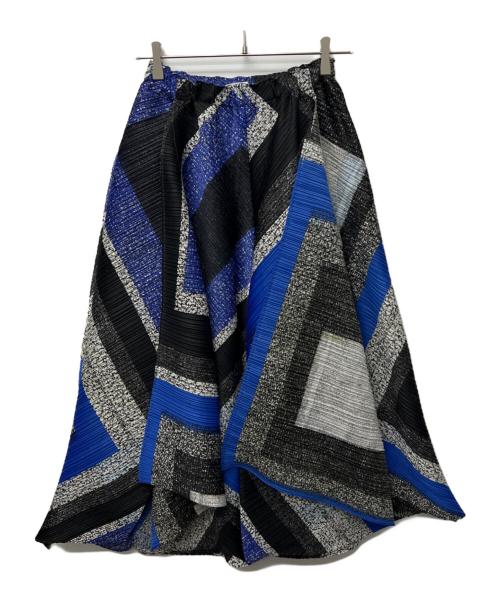 PLEATS PLEASE（プリーツプリーズ）PLEATS PLEASE (プリーツプリーズ) 立体パターンイージーパンツ グレー×ブルー サイズ:3の古着・服飾アイテム