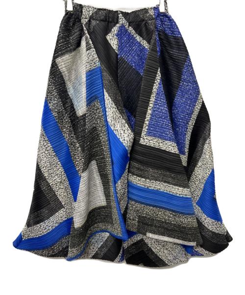 PLEATS PLEASE（プリーツプリーズ）PLEATS PLEASE (プリーツプリーズ) 立体パターンイージーパンツ グレー×ブルー サイズ:3の古着・服飾アイテム