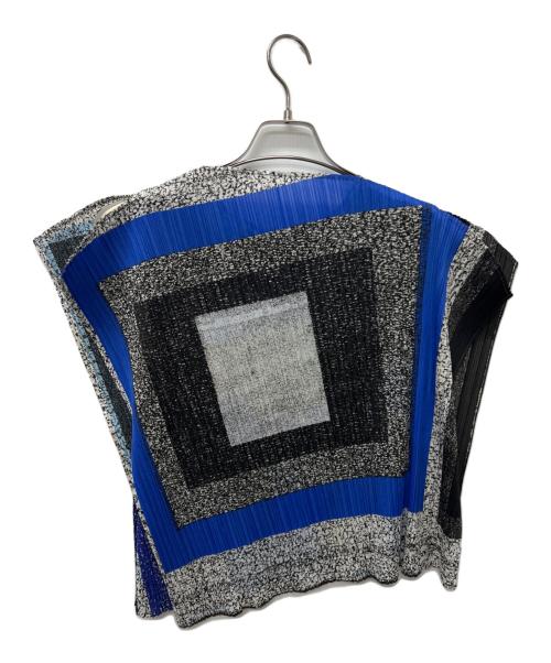 PLEATS PLEASE（プリーツプリーズ）PLEATS PLEASE (プリーツプリーズ) ノースリーブブラウス グレー×ブルー サイズ:3の古着・服飾アイテム