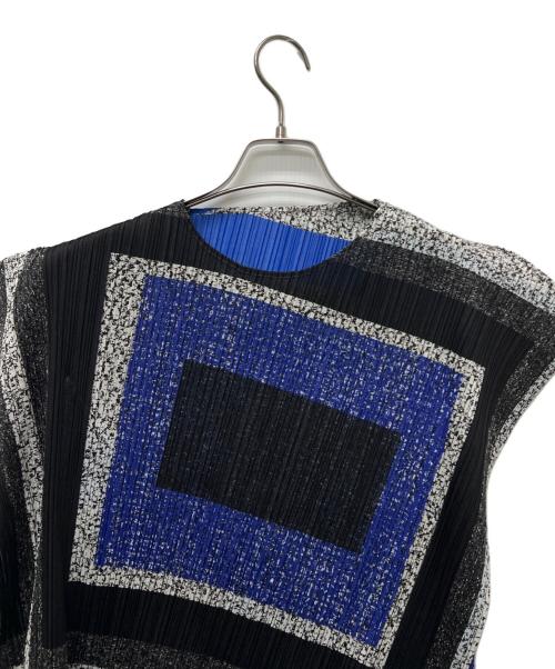 PLEATS PLEASE（プリーツプリーズ）PLEATS PLEASE (プリーツプリーズ) ノースリーブブラウス グレー×ブルー サイズ:3の古着・服飾アイテム