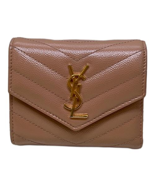 Saint Laurent Paris（サンローランパリ）Saint Laurent Paris (サンローランパリ) モノグラムマルチフォールドウォレット ピンクの古着・服飾アイテム