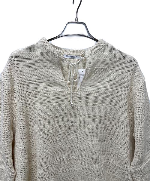 BEAUTY&YOUTH（ビューティーアンドユース）BEAUTY&YOUTH (ビューティーアンドユース) ラッセルメッシュ Vネック プルオーバー アイボリー サイズ:Free 未使用品の古着・服飾アイテム