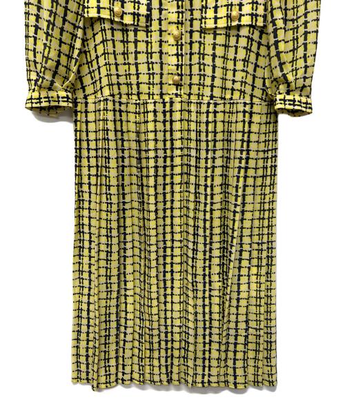 Diagram GRACE CONTINENTAL（ダイアグラム グレースコンチネンタル）Diagram GRACE CONTINENTAL (ダイアグラム グレースコンチネンタル) 長袖ワンピース イエロー×ネイビー サイズ:36の古着・服飾アイテム