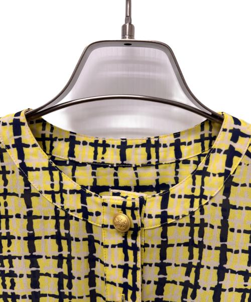 Diagram GRACE CONTINENTAL（ダイアグラム グレースコンチネンタル）Diagram GRACE CONTINENTAL (ダイアグラム グレースコンチネンタル) 長袖ワンピース イエロー×ネイビー サイズ:36の古着・服飾アイテム