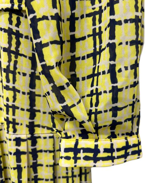 Diagram GRACE CONTINENTAL（ダイアグラム グレースコンチネンタル）Diagram GRACE CONTINENTAL (ダイアグラム グレースコンチネンタル) 長袖ワンピース イエロー×ネイビー サイズ:36の古着・服飾アイテム