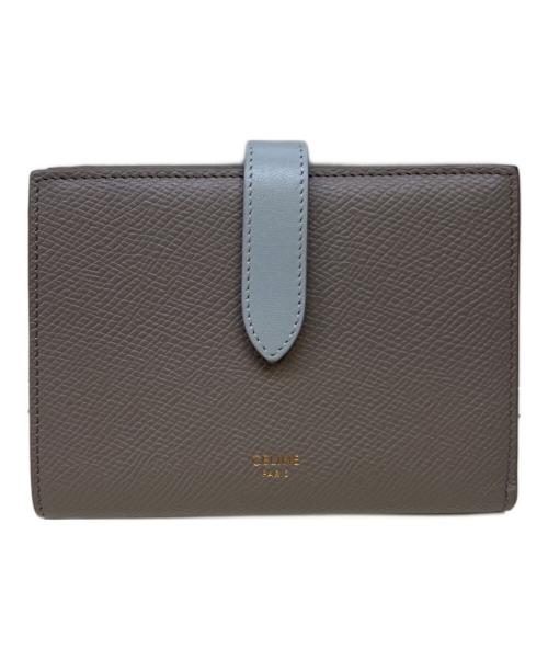 CELINE（セリーヌ）CELINE (セリーヌ) ミディアムストラップウォレット ベージュ×ブルーの古着・服飾アイテム