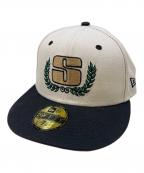 New Era×stussyニューエラ×ステューシー）の古着「キャップ」｜ベージュ×ブラック