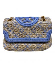 TORY BURCH（トリーバーチ）の古着「カゴショルダーバッグ」｜ベージュ×ブルー