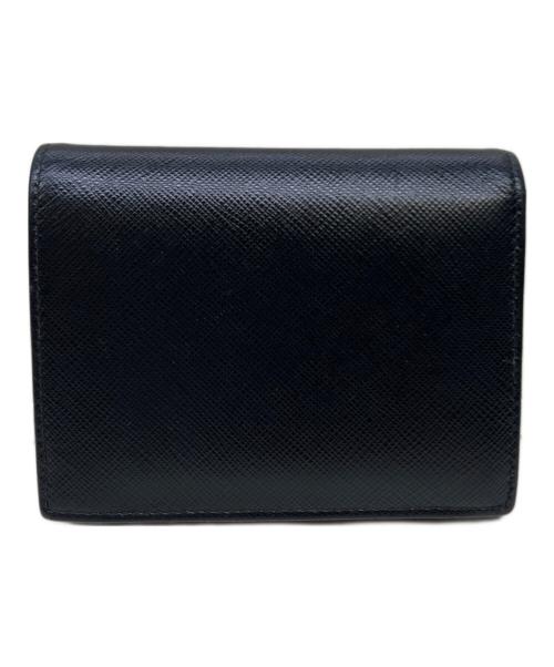 PRADA（プラダ）PRADA (プラダ) 2つ折り財布 ブラック×ピンクの古着・服飾アイテム