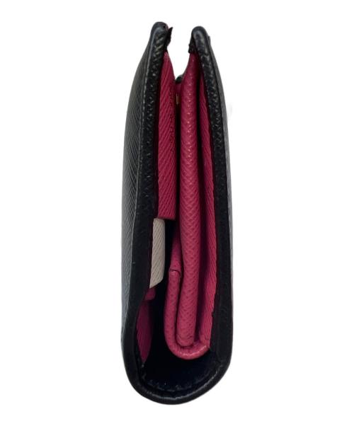 PRADA（プラダ）PRADA (プラダ) 2つ折り財布 ブラック×ピンクの古着・服飾アイテム