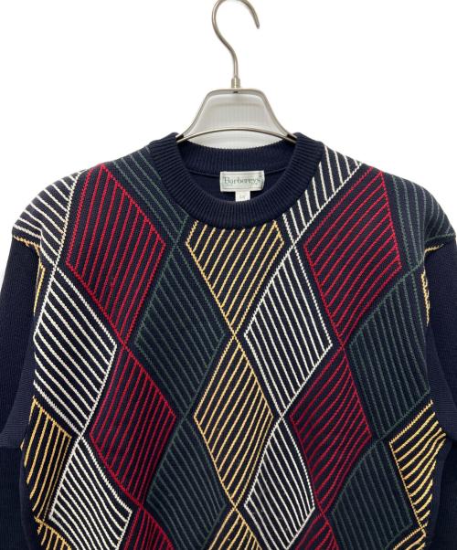 Burberry's（バーバリー）Burberry's (バーバリーズ) 厚手ニット ブラック×レッド サイズ:Ｌの古着・服飾アイテム