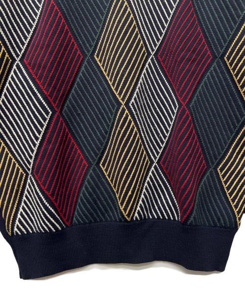 Burberry's（バーバリー）Burberry's (バーバリーズ) 厚手ニット ブラック×レッド サイズ:Ｌの古着・服飾アイテム