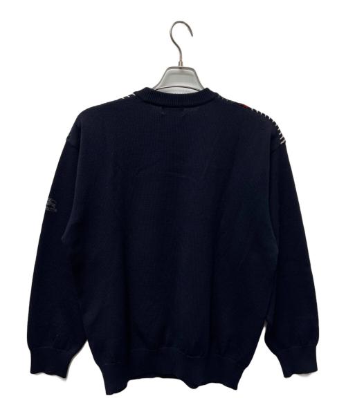 Burberry's（バーバリー）Burberry's (バーバリーズ) 厚手ニット ブラック×レッド サイズ:Ｌの古着・服飾アイテム