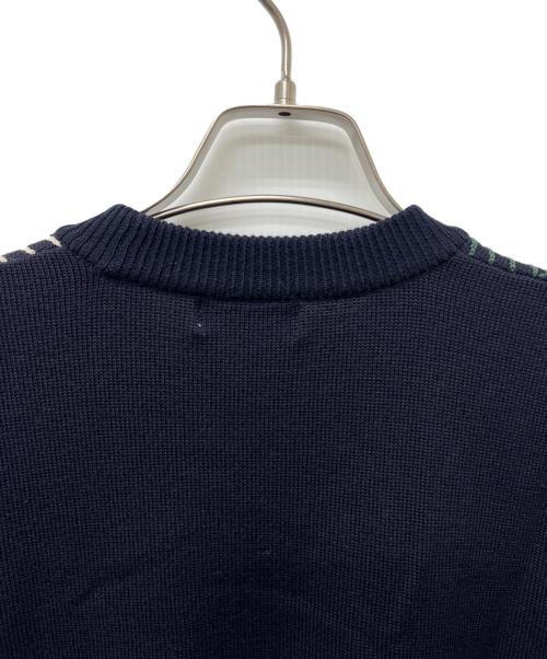 Burberry's（バーバリー）Burberry's (バーバリーズ) 厚手ニット ブラック×レッド サイズ:Ｌの古着・服飾アイテム