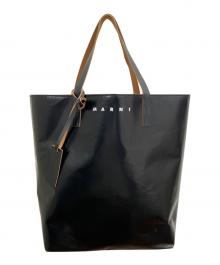 MARNI（マルニ）の古着「セルロースショッピングバッグ」｜ブラウン×ブラック