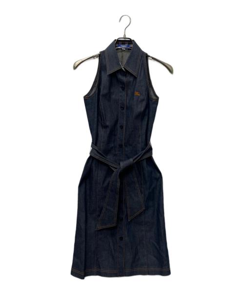 BURBERRY BLUE LABEL（バーバリーロンドンブルーレーベル）BURBERRY BLUE LABEL (バーバリーロンドンブルーレーベル) デニムノースリーブワンピース インディゴ サイズ:38の古着・服飾アイテム
