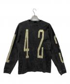MODUCTモダクト）の古着「PIGMENT DYED LONG SLEEVE "UNLUCKY NUMBER"」｜ブラック×ホワイト