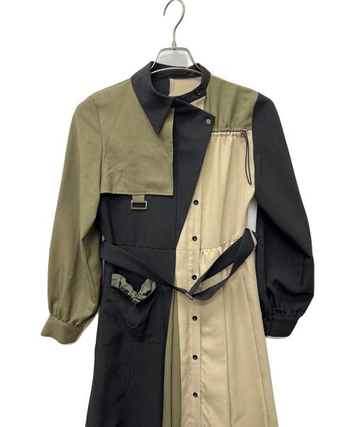 UNITED TOKYO（ユナイテッドトーキョー）UNITED TOKYO (ユナイテッドトーキョー) 長袖ワンピース ブラック×グリーン サイズ:１の古着・服飾アイテム