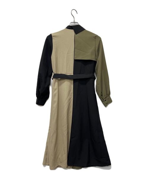 UNITED TOKYO（ユナイテッドトーキョー）UNITED TOKYO (ユナイテッドトーキョー) 長袖ワンピース ブラック×グリーン サイズ:１の古着・服飾アイテム