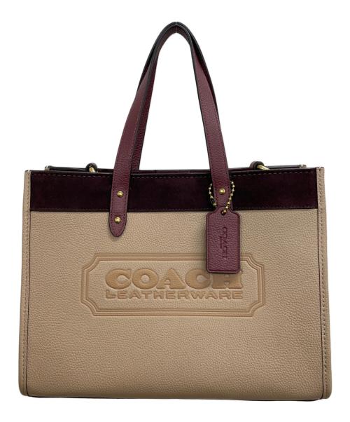 COACH（コーチ）COACH (コーチ) 2WAYバッグ ベージュ×レッドの古着・服飾アイテム