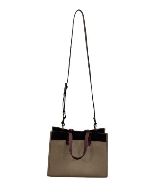 COACH（コーチ）COACH (コーチ) 2WAYバッグ ベージュ×レッドの古着・服飾アイテム
