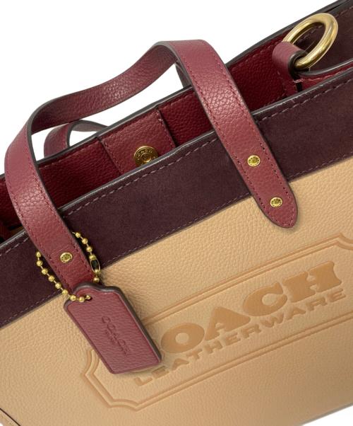 COACH（コーチ）COACH (コーチ) 2WAYバッグ ベージュ×レッドの古着・服飾アイテム