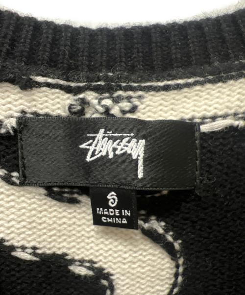stussy（ステューシー）stussy (ステューシー) ニットベスト ホワイト×ブラック サイズ:Ｓの古着・服飾アイテム