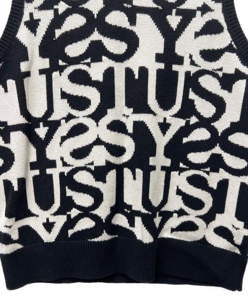 stussy（ステューシー）stussy (ステューシー) ニットベスト ホワイト×ブラック サイズ:Ｓの古着・服飾アイテム