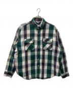 FIVE BROTHERファイブブラザー）の古着「長袖シャツ」｜ホワイト×グリーン