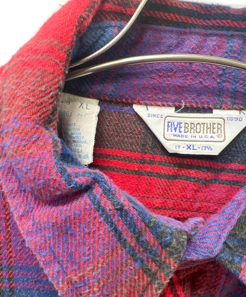 FIVE BROTHER（ファイブブラザー）FIVE BROTHER (ファイブブラザー) 長袖シャツ レッド×ブルー サイズ:ＸＬの古着・服飾アイテム