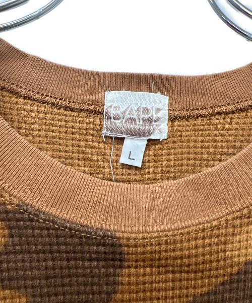 BAPE BY A BATHING APE（ベイプバイアベイシングエイプ）BAPE BY A BATHING APE (ベイプバイアベイシングエイプ) ワッフルTシャツ ブラウン サイズ:Ｌの古着・服飾アイテム