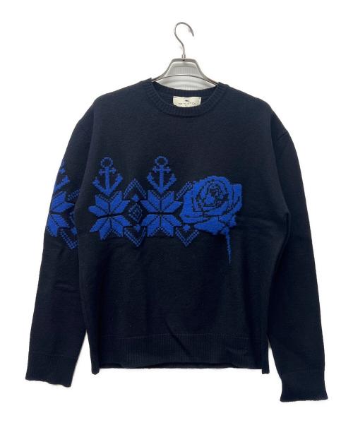 ETRO（エトロ）ETRO (エトロ) 薄手ニット ブラック×ブルー サイズ:Ｍの古着・服飾アイテム