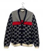GUCCIグッチ）の古着「ニットカーディガン」｜ネイビー×ホワイト